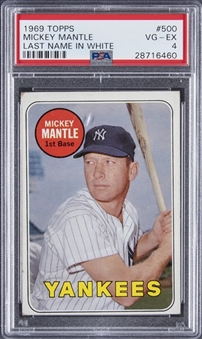 1969 Topps #500 Mickey Mantle "Last Name In White" – PSA VG-EX 4